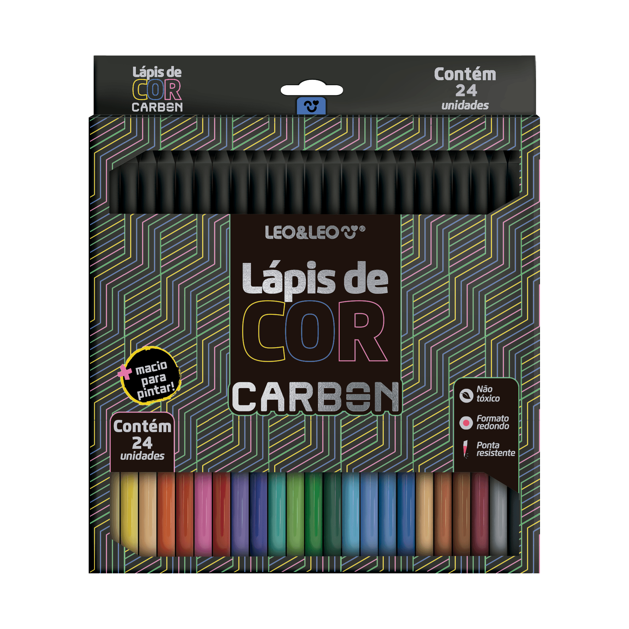 Lápis De Cor Carbon 12 Cores Tons De Pele Redondo Leo&Leo