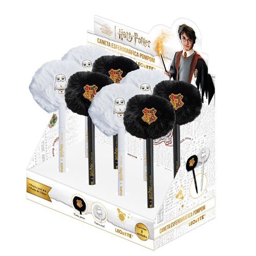 CANETA POMPOM COM APLIQUE HARRY POTTER - DISPLAY C/ 8 UND - LEOARTE