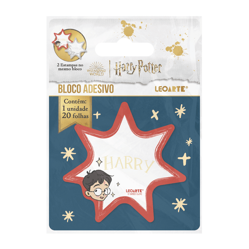 BLOCO ADESIVO HARRY POTTER - BLISTER C/ 1 BLOCO COM FORMATO 20F LEOARTE