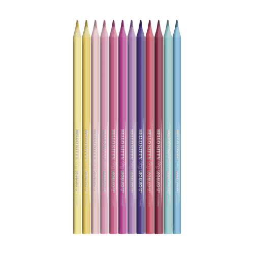 LÁPIS DE COR CORES DOS PERSONAGENS HELLO KITTY 12 CORES TRIANGULAR LEO&LEO