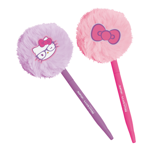 CANETA POMPOM COM APLIQUE HELLO KITTY - DISPLAY C/ 8 UND - LEOARTE