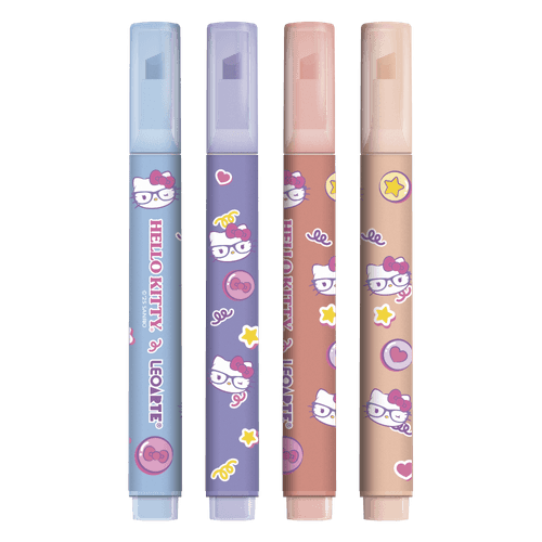 MARCA-TEXTO HELLO KITTY - ESTOJO C/ 4 CORES LEOARTE