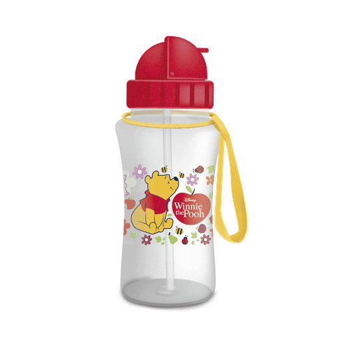 GARRAFA PLÁSTICA C/ CANUDO E ALÇA 450 ML URSINHO POOH - CAIXA C/ 1 UND LEO&LEO