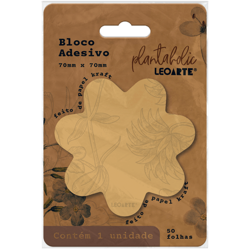 BLOCO ADESIVO PAPEL KRAFT PLANTA HOLIC - BLISTER C/ 1 BLOCO 50F LEOARTE