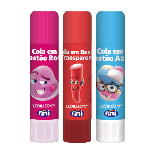 COLA BASTÃO COLORIDA 10GRAMAS FINI - CAIXA C/ 12 BLISTERS CORES SORTIDAS LEO&LEO