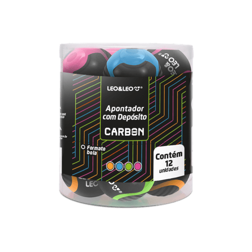 APONTADOR BOLA COM DEPOSITO CARBON LINE - POTE C/ 12 UND LEO&LEO