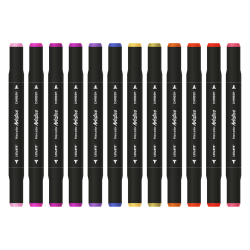 MARCADOR ARTISTICO DUAL TIP CARBON LINE - ESTOJO C/ 24 CORES LEOARTE