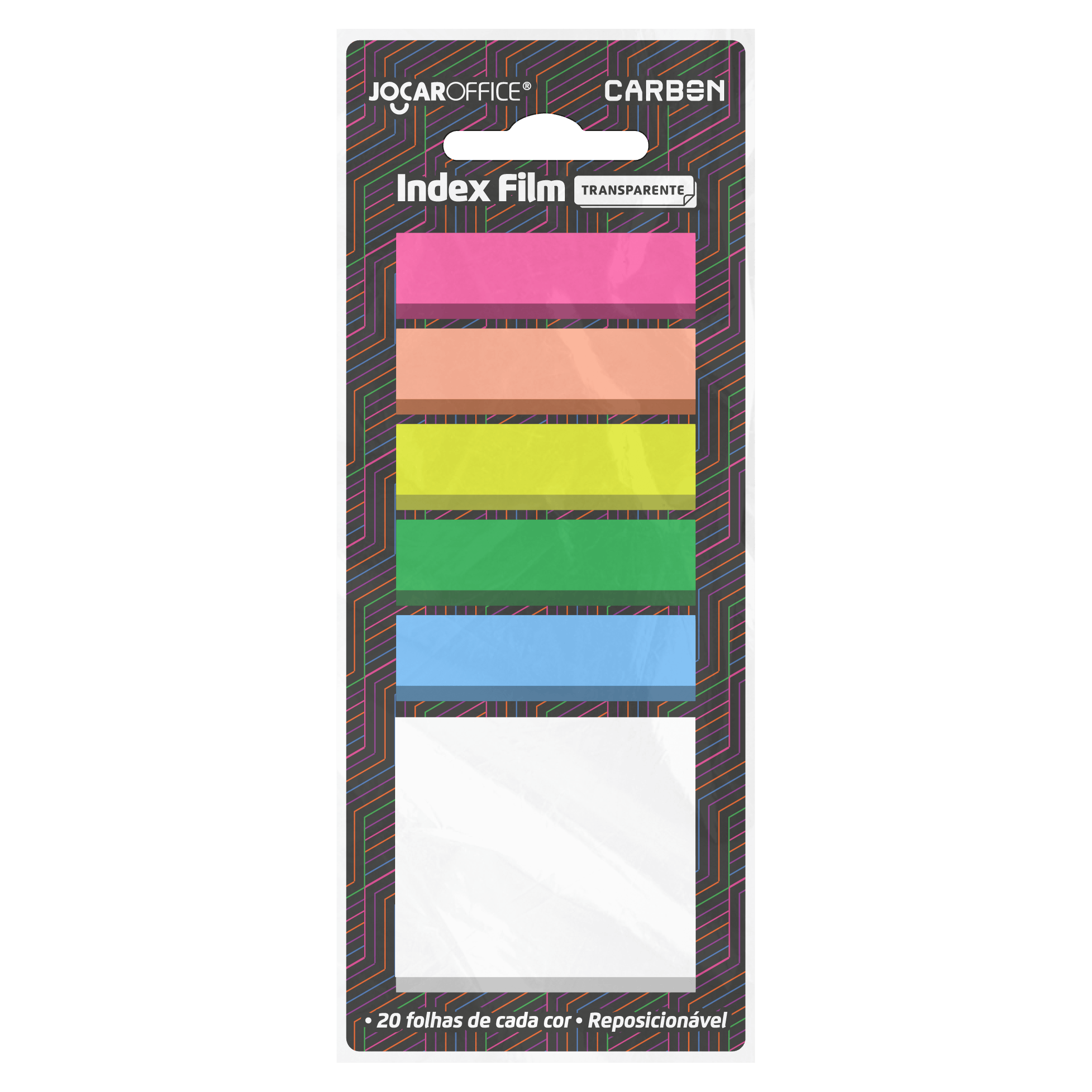 Index Film Colorido Carbon Line - Blister C/ 6 Blocos 20F Cada Jocar Office