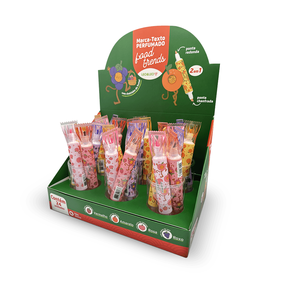 Shari Gari / FOODY FOODY ダイナマイトナオミ 7インチ Marca-Texto 2 Em 1 Perfumado Food Trends - Display C/ 24 Und Leo&Leo