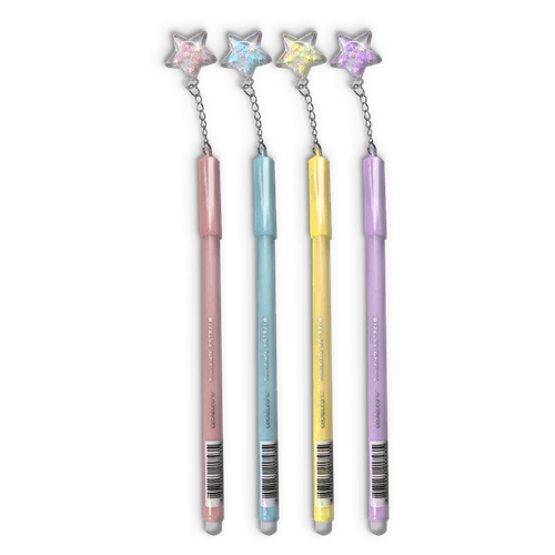 CANETA GEL APAGAVEL 0.5 COM PINGENTE ESTRELA - DISPLAY C/ 12 UND LEO&LEO