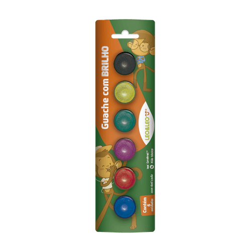 GUACHE BRILHO BLISTER C/6 CORES - 4ML POR POTE - LEO&LEO