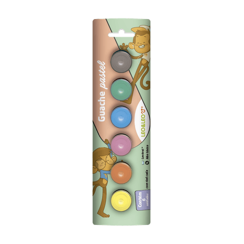 GUACHE PASTEL BLISTER C/6 CORES - 4ML POR POTE - LEO&LEO