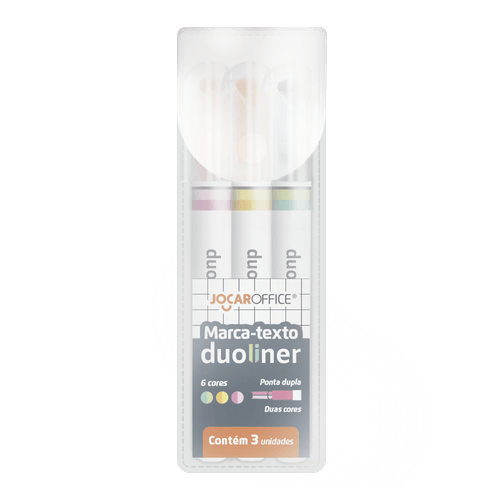 MARCA-TEXTO DUOLINER - ESTOJO C/ 3 CORES JOCAR OFFICE