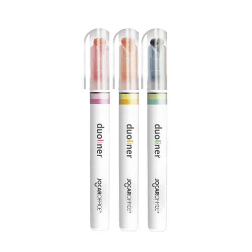 MARCA-TEXTO DUOLINER - ESTOJO C/ 3 CORES JOCAR OFFICE