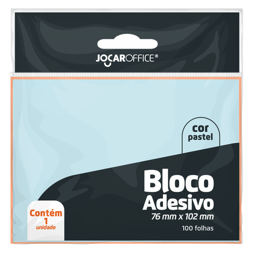 BLOCO ADESIVO AZUL PASTEL 76Mmx102mm - OPPBAG C/ 1 BLOCO 100F JOCAR OFFICE