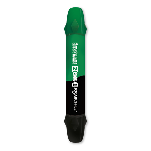 MARCADOR PARA QUADRO BRANCO 2 EM 1 PRETO/VERDE - CX/ 12 UND JOCAR OFFICE