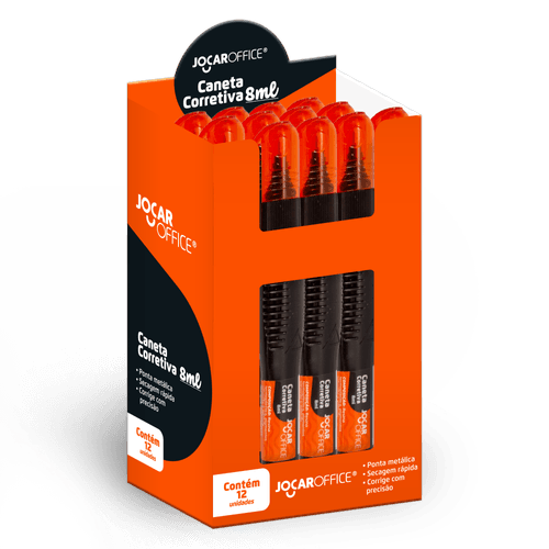 CORRETIVO CANETA 8ML - DISPLAY C/ 12 UND JOCAR OFFICE