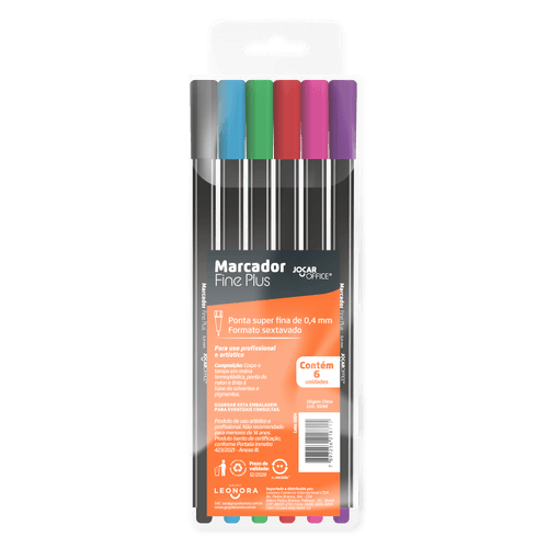 MARCADOR FINELINER PONTA 0.4 - ESTOJO C/ 6 CORES JOCAR OFFICE