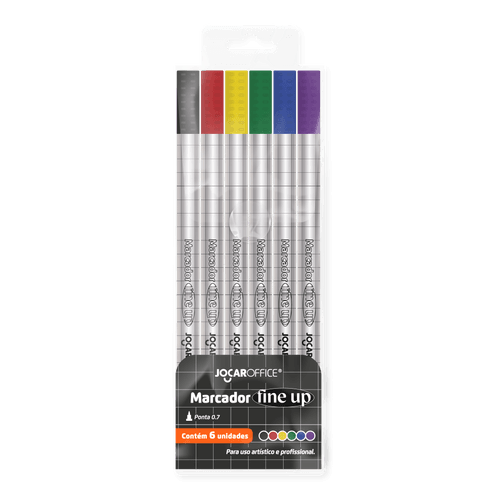 MARCADOR FINE UP PONTA 0.7 - ESTOJO C/ 6 CORES JOCAR OFFICE