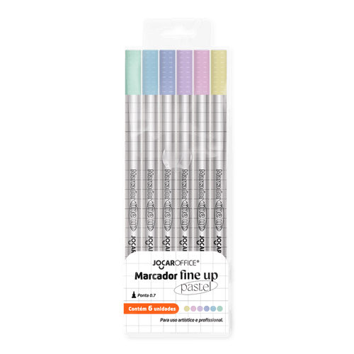 MARCADOR FINE UP PONTA 0.7 - ESTOJO C/ 6 CORES PASTEL JOCAR OFFICE