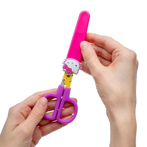 TESOURA ESCOLAR ESTAMPADA COM CAPA HELLO KITTY - BLISTER C/ 1 UND LEO&LEO