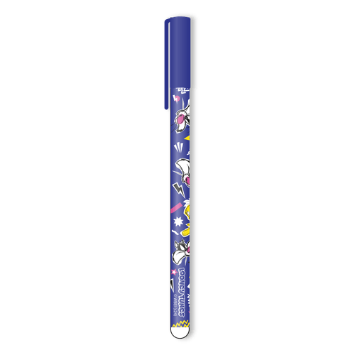 CANETA APAGÁVEL GEL 0.7 LOONEY TUNES AZUL/PRETA - CAIXA C/ 12 BLISTERS CORES SORTIDAS LEOARTE