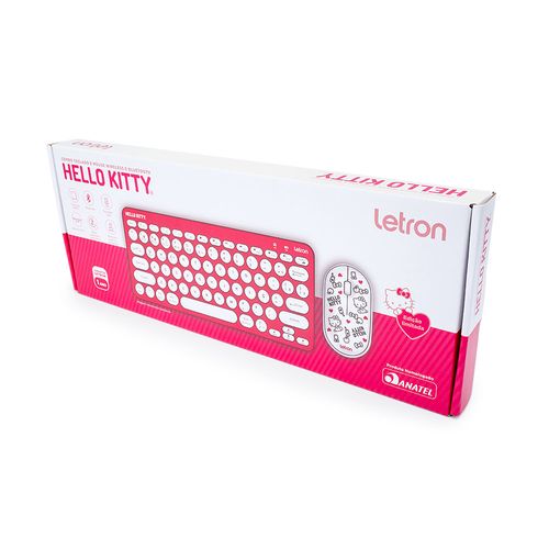 COMBO TECLADO E MOUSE WIRELESS E BLUETOOTH HELLO KITTY LETRON