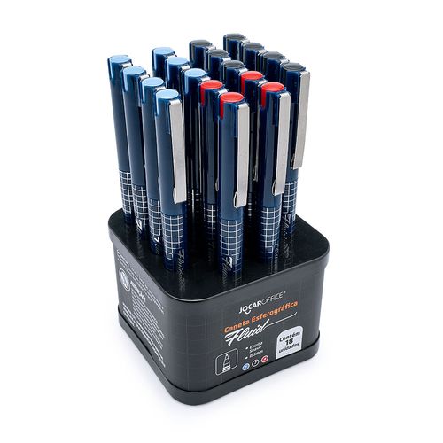 CANETA ESF. FLUID PONTA 0.5 - AZUL/PRETA/VERMELHA DISPLAY C/ 18 UND JOCAR OFFICE