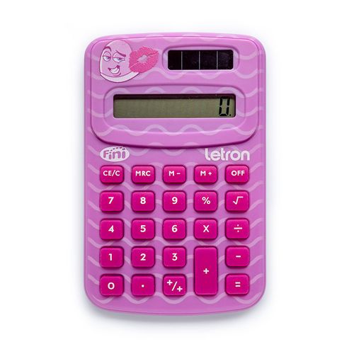 CALCULADORA 8 DÍGITOS COM ENERGIA SOLAR E CARTELA DE ADESIVO FINI LETRON