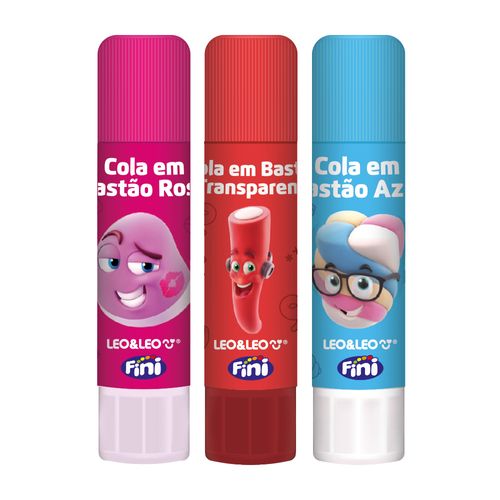 COLA BASTÃO COLORIDA 10GRAMAS FINI - DISPLAY C/ 12 UND LEO&LEO