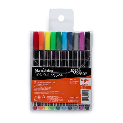 MARCADOR MINI FINELINER PONTA 0.4 - ESTOJO C/ 10 CORES JOCAR OFFICE