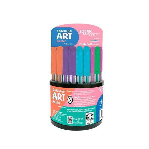 Caneta Gel Art 1.0 Pastel - Dispenser C/ 40 Unid. Sortidas Jocar Office
