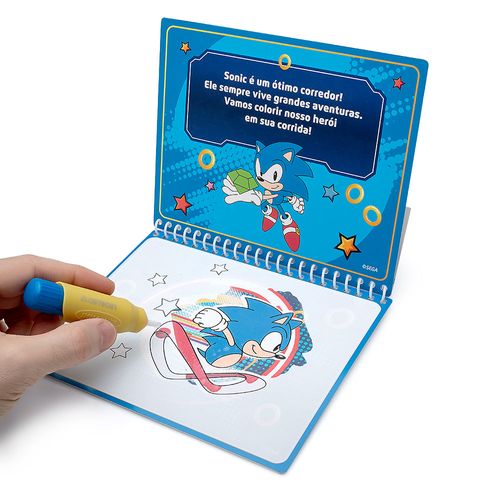 Livro de Colorir com Água Sonic - Oppbag c/ 1 Unidade 4 Páginas + Pincel Leo&Leo