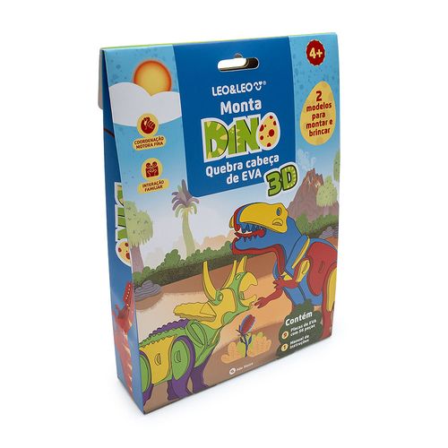 Montadino 3D Dino - Oppbag c/ 6 Blisters c/ Artes Sortidas c/ 2 Dinossauros de EVA + 1 Manual Leo&Leo