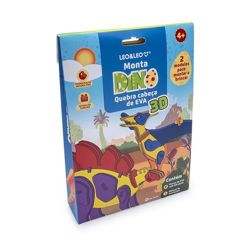 Montadino 3D Dino - Oppbag c/ 6 Blisters c/ Artes Sortidas c/ 2 Dinossauros de EVA + 1 Manual Leo&Leo