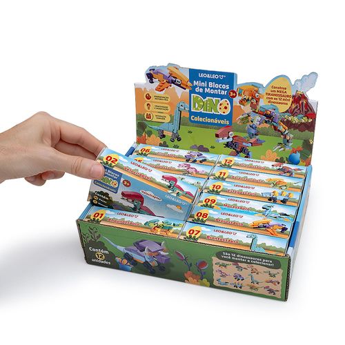 Bloco de Montar Mini Dino - Display c/ 12 und Sortidas Leo&Leo