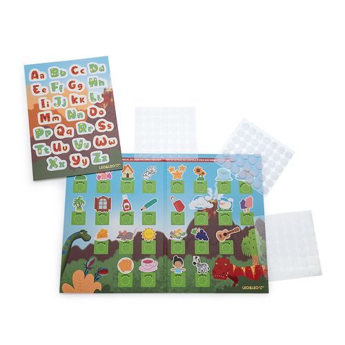 Livro 3D Aprendendo o Abecedário com Dino - 1 Livro + Cartela Destacável e Fechamento Aderente Leo&Leo