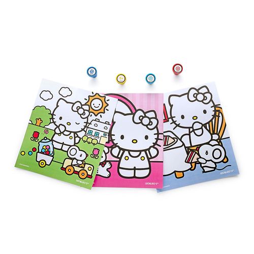 Kit para Colorir com Carimbos Hello Kitty - Blister c/ 3 Desenhos + 4 Carimbos Leo&Leo