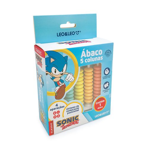 Ábaco 5 Colunas Verticais 50 Bolinhas em PVC Sonic Leo&Leo