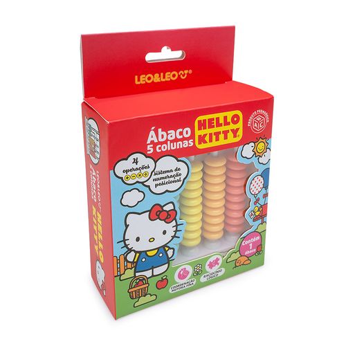 Ábaco 5 Colunas Verticais 50 Bolinhas em PVC Hello Kitty Leo&Leo
