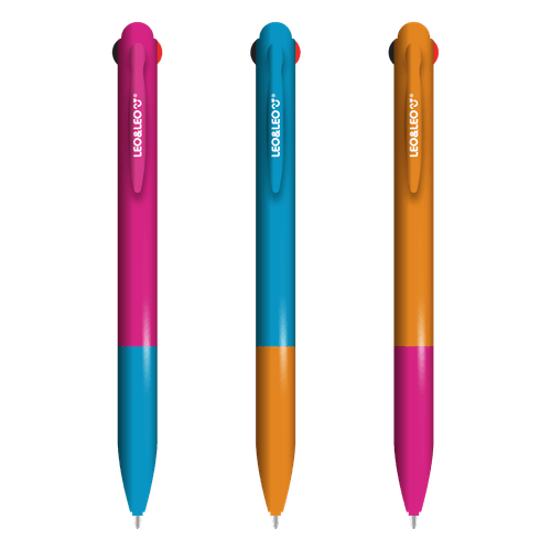 CANETA ESF. 4 EM 1 PONTA 1.0 - DISPLAY C/ 18 UND CORES SORTIDAS LEO&LEO