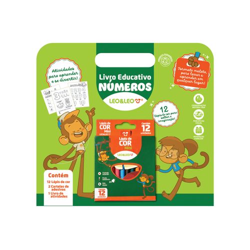 Livro Para Colorir Pedagógico Números - Shrink com Livro + Cartela de Adesivos + Lápis de Cor Leo&Leo