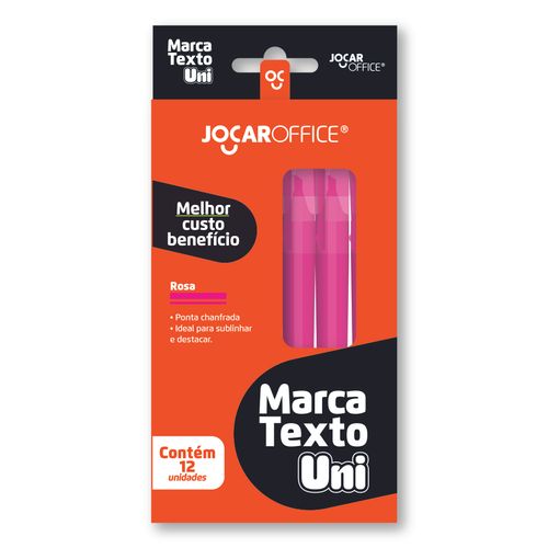 Marca-Texto Uni Rosa - Caixa c/ 12 Und Jocar Office