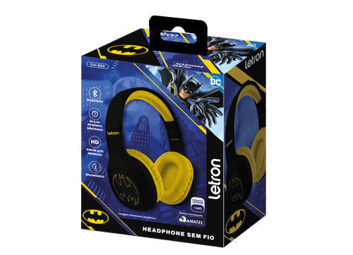 Headphone Sem Fio Batman Estereo Bluetooth Driver 40 Mm Letron