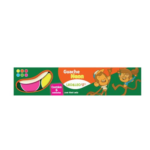 Guache Neon Caixa C/6 Cores 15Ml Por Pote - Leo&Leo