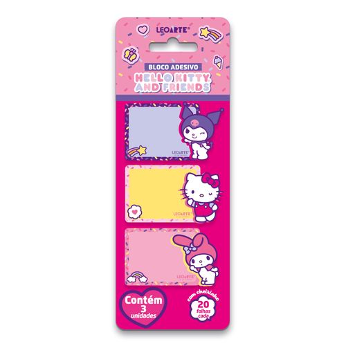 Bloco Adesivo Personagens C/ Aroma Hello Kitty E Amigos - Cartela C/ 3 Blocos 20F Cada Leoarte
