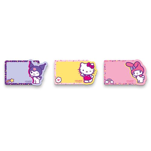Bloco Adesivo Personagens C/ Aroma Hello Kitty E Amigos - Cartela C/ 3 Blocos 20F Cada Leoarte