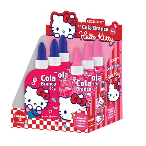 Cola Branca Escolar Líquida Hello Kitty 40Gramas - Display C/12 Unid. Leo&Leo