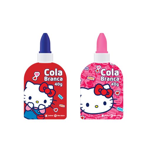 Cola Branca Escolar Líquida Hello Kitty 40Gramas - Display C/12 Unid. Leo&Leo