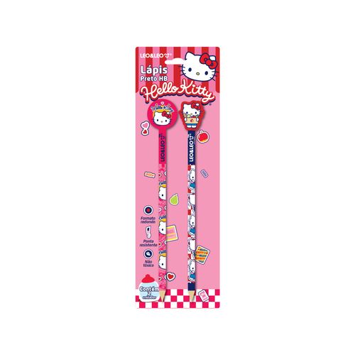 Lápis Hb Com Borracha Na Ponta Hello Kitty - Blister C/2 Und Leo&Leo